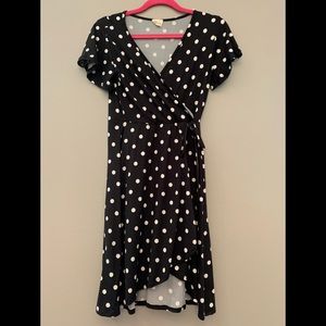 Casual cute black and white polka dot dress